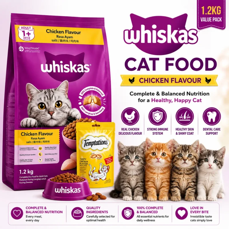 Whiskas Chicken Cat Food 1.2kg complete balanced dry cat food in Bangladesh