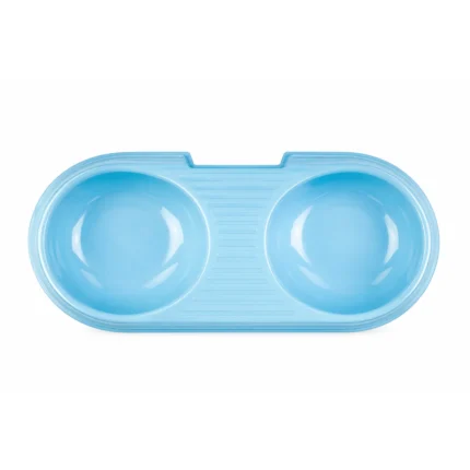 Blue Double Food Bowl for Cat with two separate bowls