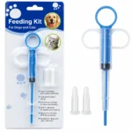 Feeding kit for dogs and cats with syringe feeder and two soft teats