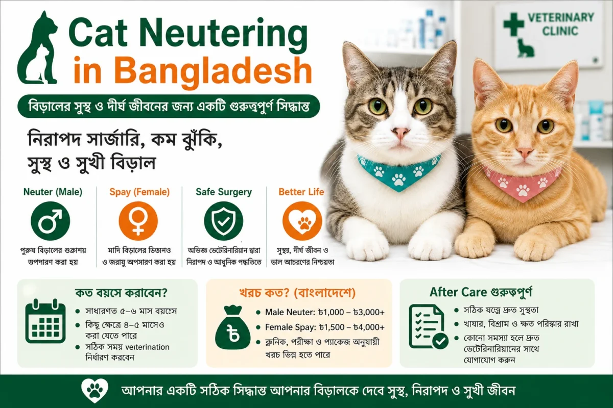 Cat Neutering in Bangladesh – male cat neuter, female cat spay, cost and after care guide