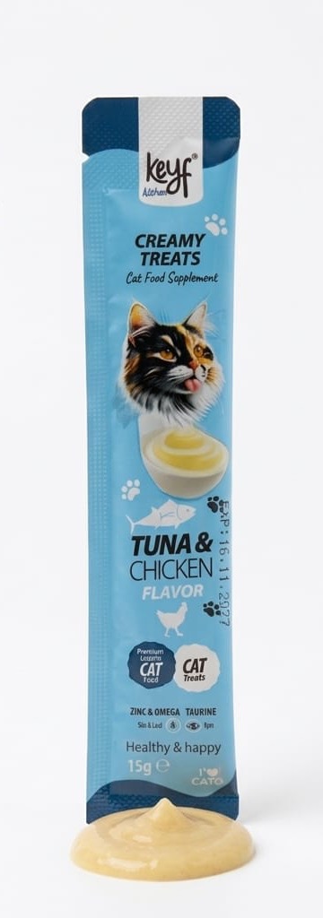 Keyf Kitchen Tuna and Chicken creamy cat treat 15g blue sachet
